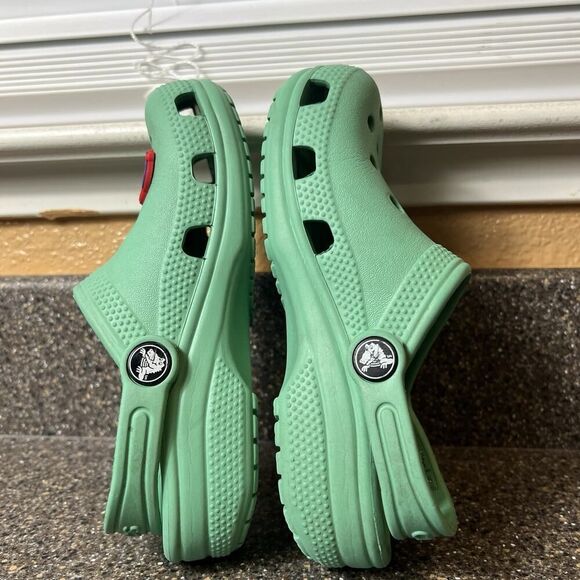 Crocs Iconic Comfort Little Kids Toddler Size 12 Green Clogs Shoes with Jibbitz - Picture 6 of 11